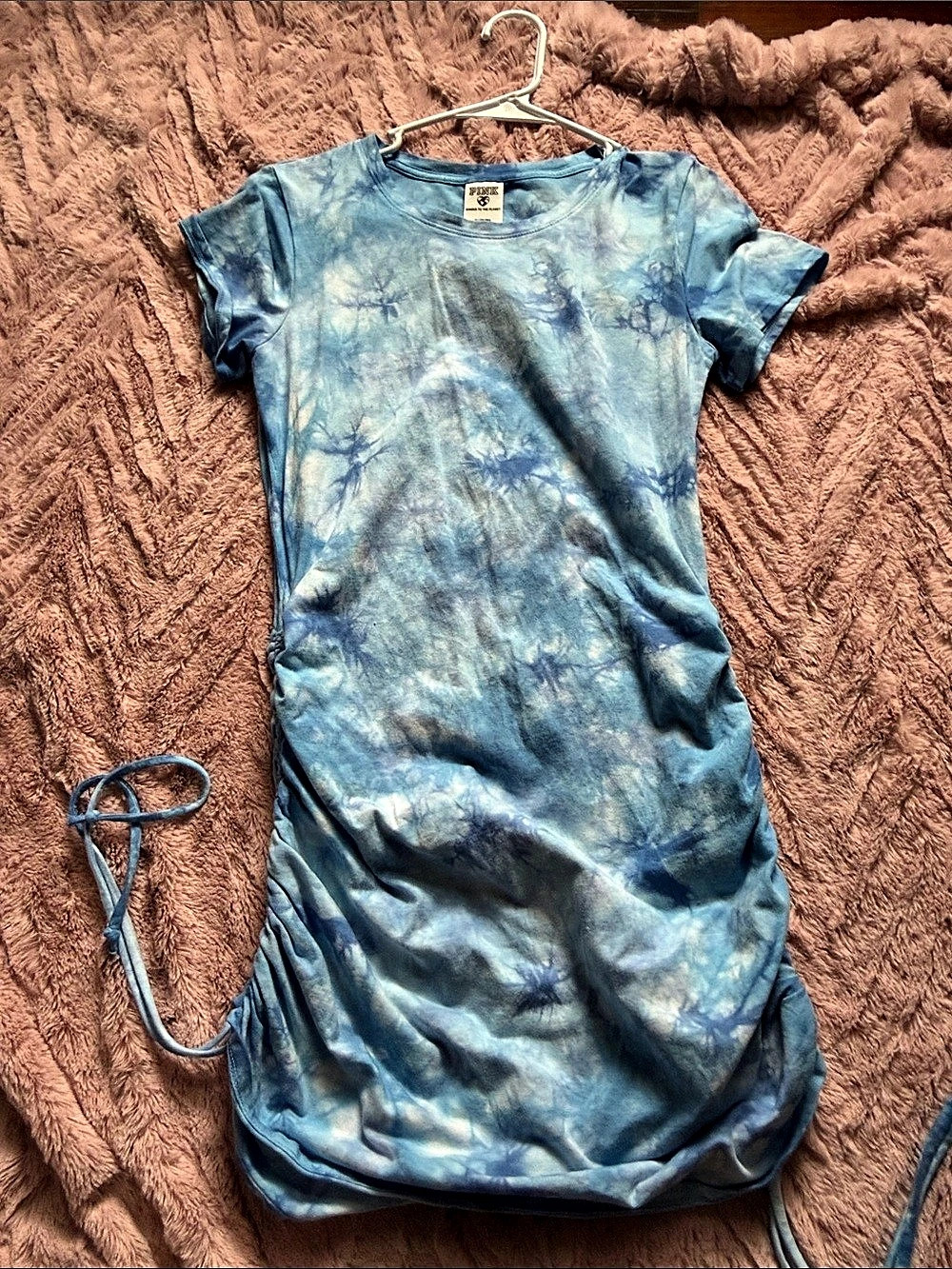 Never worn PINK Tie-Dye Mini Dress in Blue Size Medium Like New